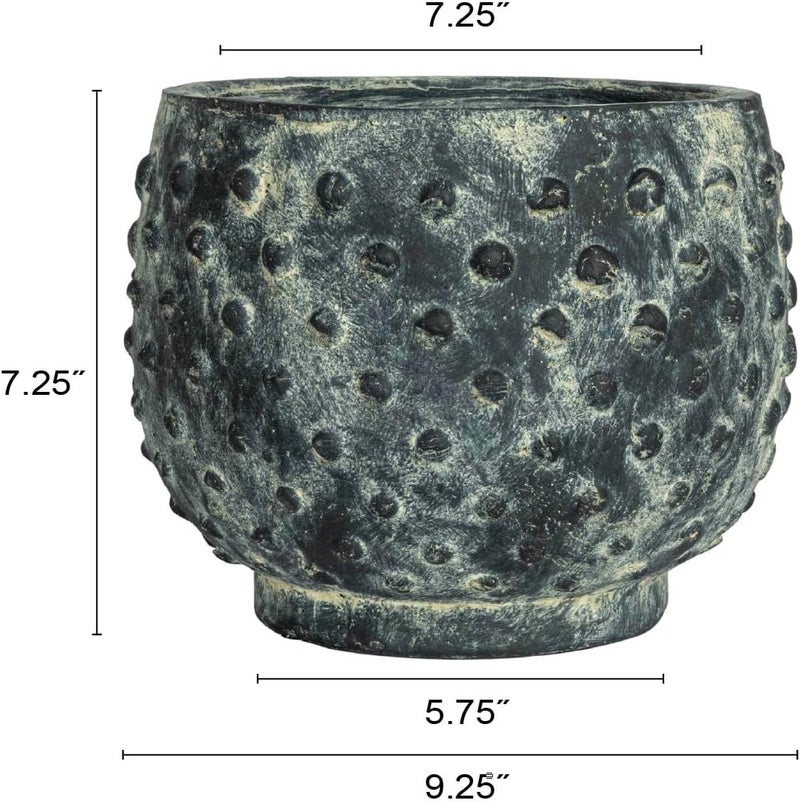 Creative Co-op Distressed Terra Cotta Hobnail Planter, Black - Image 2